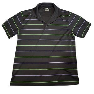 PGA TOUR Golf Polo Shirt Striped Athletic Training Black Green‎ Purple M